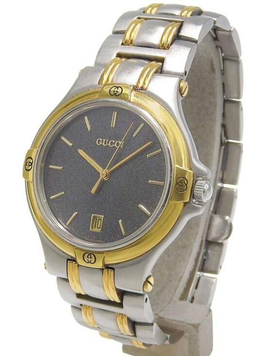 Gucci Stainless Steel Gold Plated Silver Kuo Analog Display Gray Dial Watch main image 7